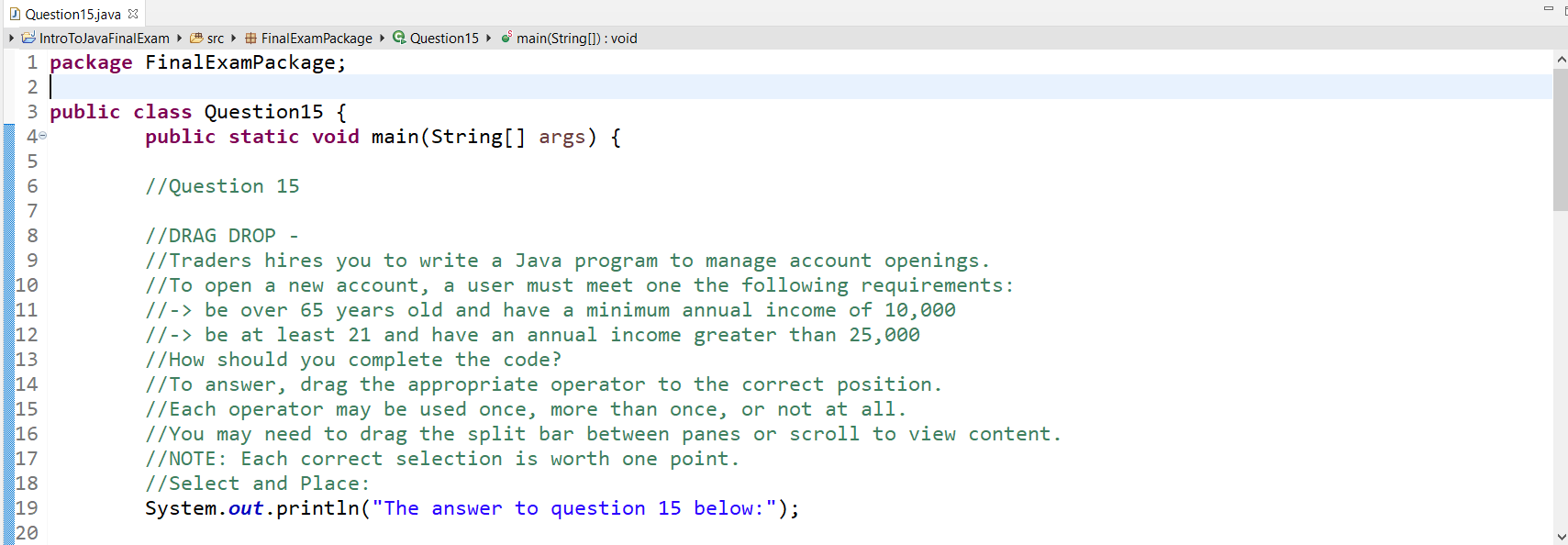 Beginning Java Final Exam and Final Project Samples