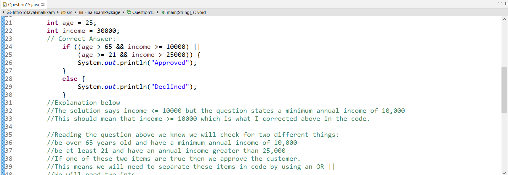 Beginning Java Final Exam and Final Project Samples