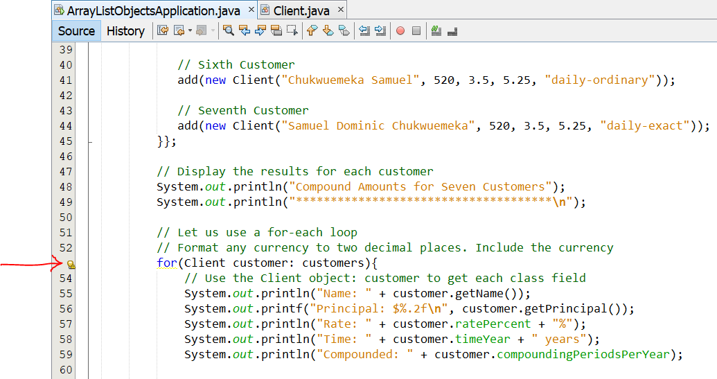 Array List Application 1-7