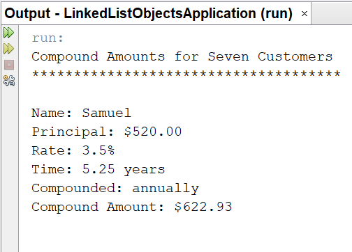 Linked List Application Result 1-1