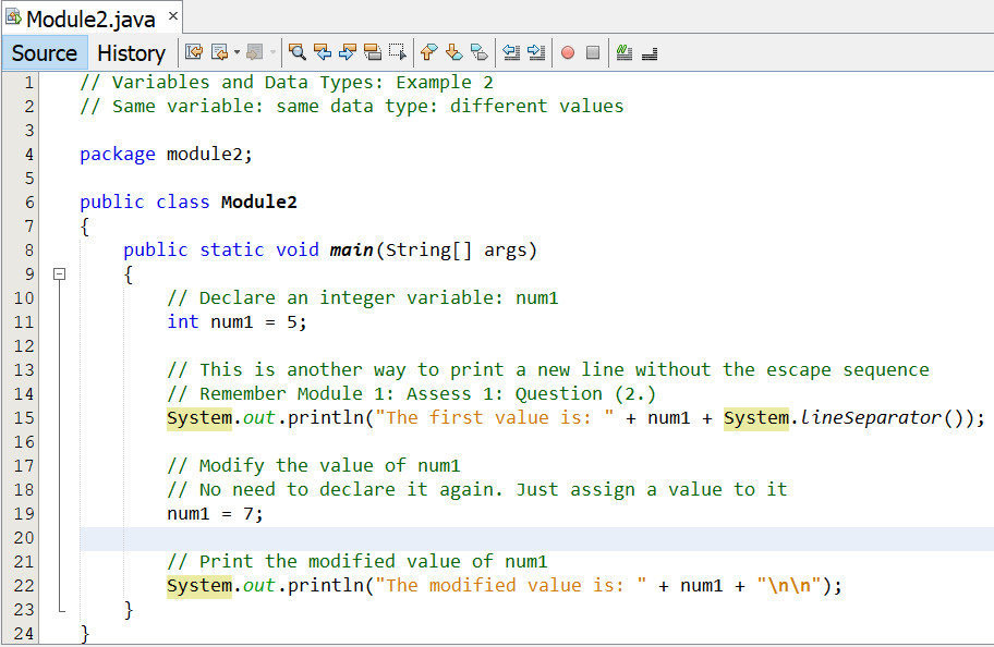 Variables: Integers: 2-1