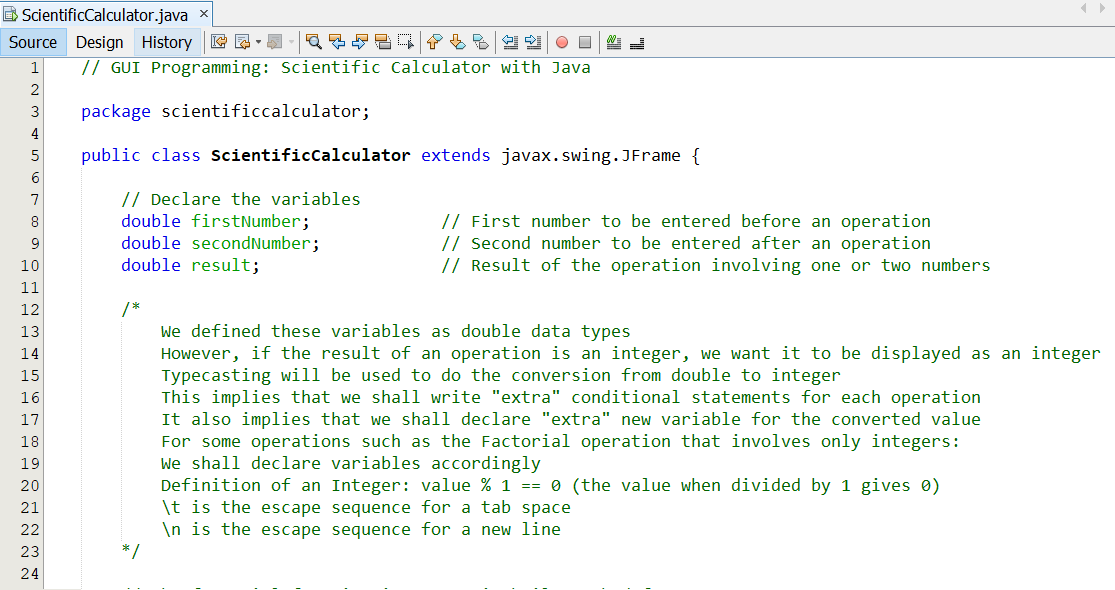 Program Code Scientific Calculator 1