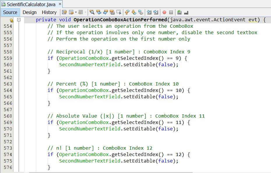 Program Code Scientific Calculator 22