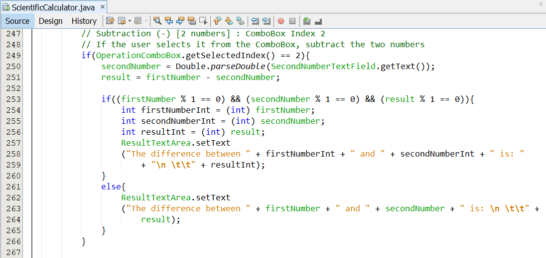 Program Code Scientific Calculator 5