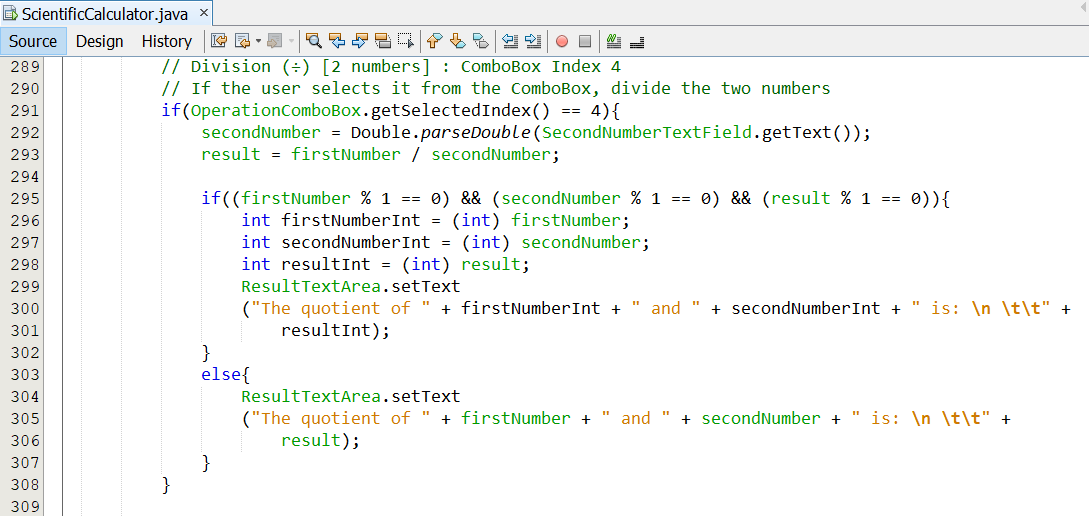 Program Code Scientific Calculator 7