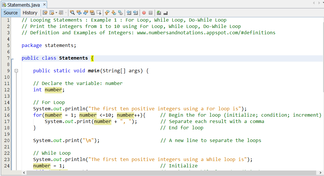 Looping Statements: Example 1-1