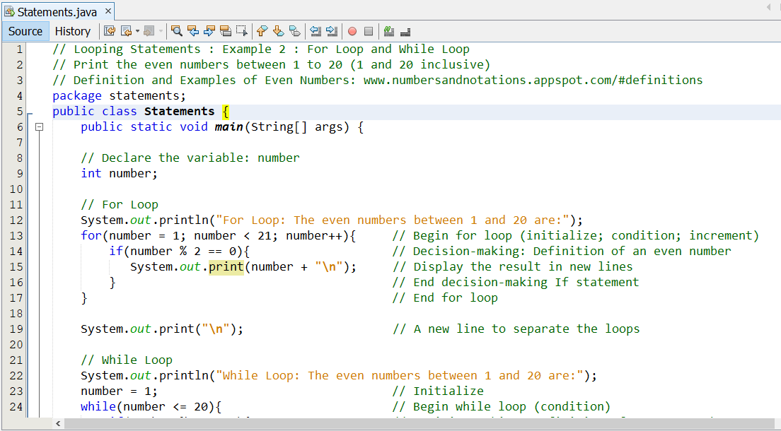 Looping Statements: Example 2-1