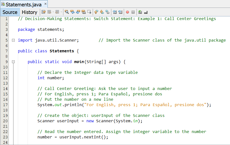 Switch Statements: Example 1-1