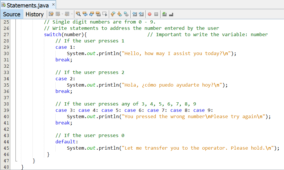 Switch Statements: Example 1-2