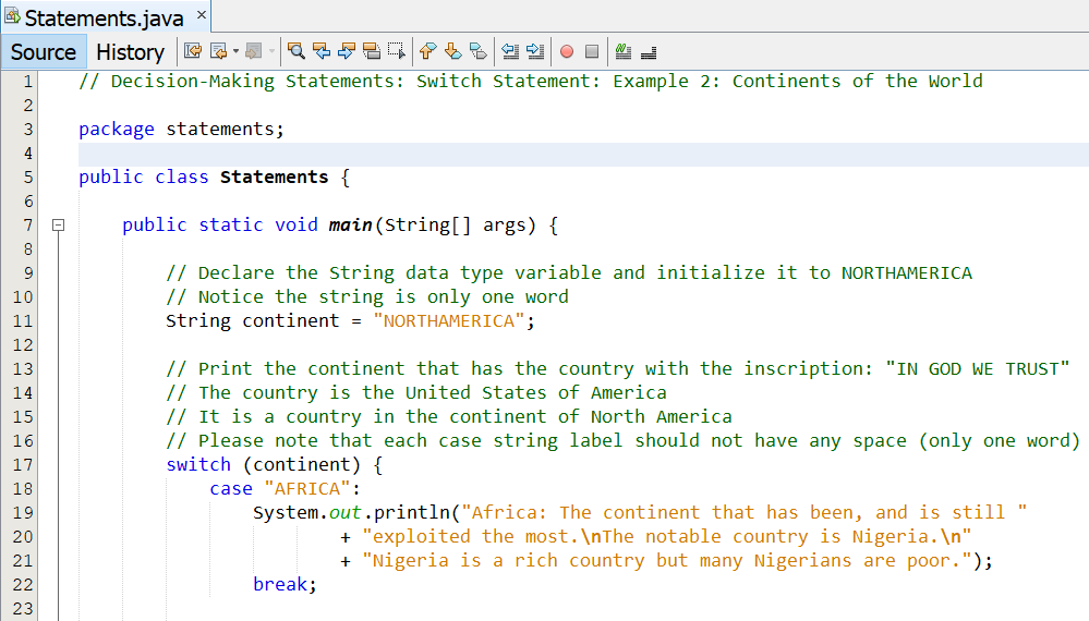 Switch Statements: Example 2-1