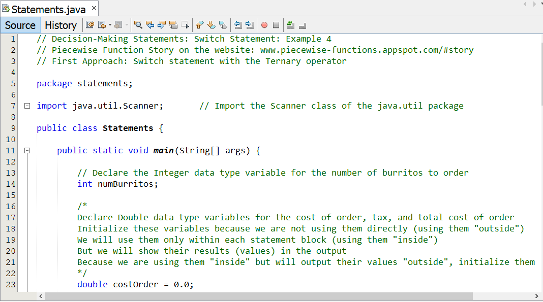 Switch Statements: Example 4-1