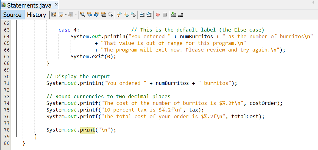 Switch Statements: Example 4-3