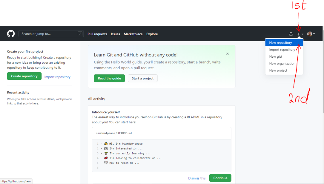 GitHub: Create New Repository 1