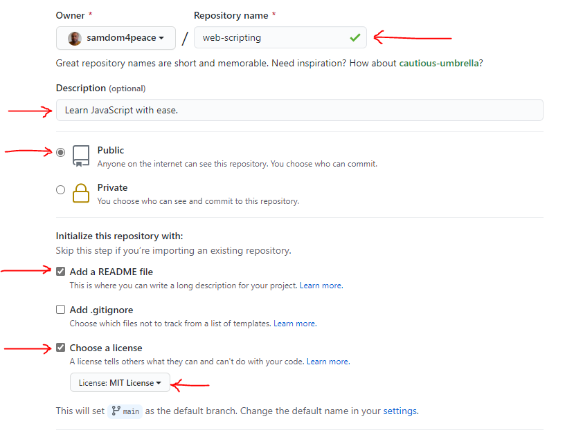 GitHub: Create New Repository 2