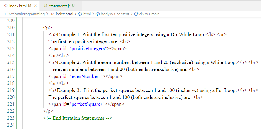 HTML: Iteration Statements 3