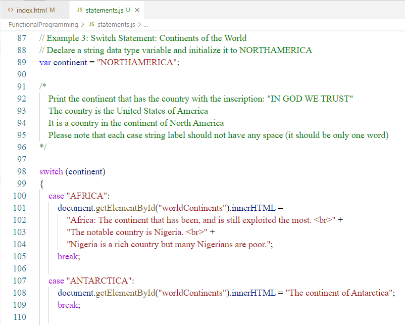 JavaScript: Conditional Statements: Example 3-1