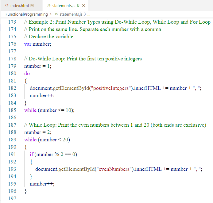 JavaScript: Iteration Statements: Example 2-1