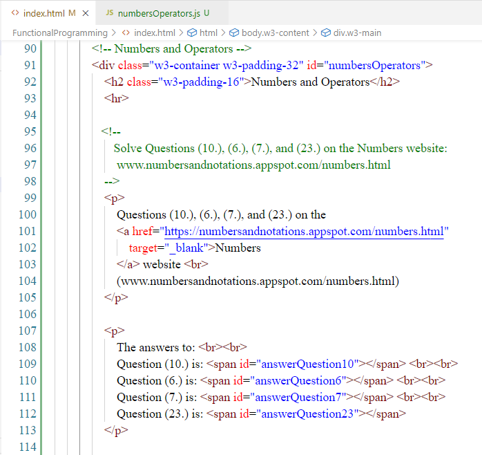 Numbers and Operators: HTML 1-2