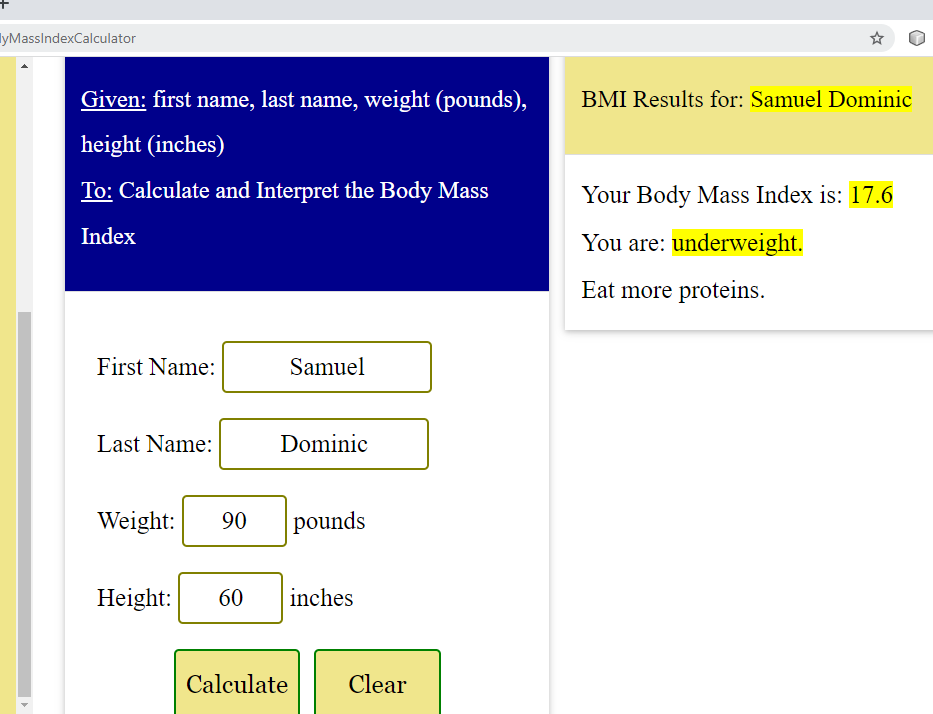 BMI: Output 2