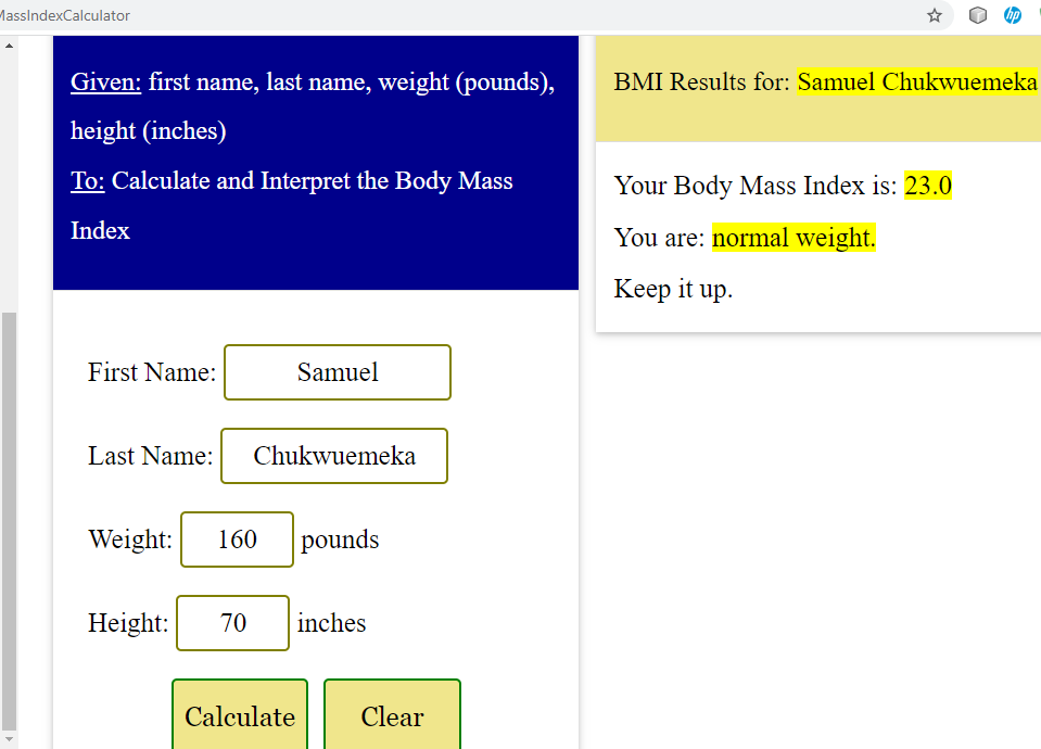 BMI: Output 3