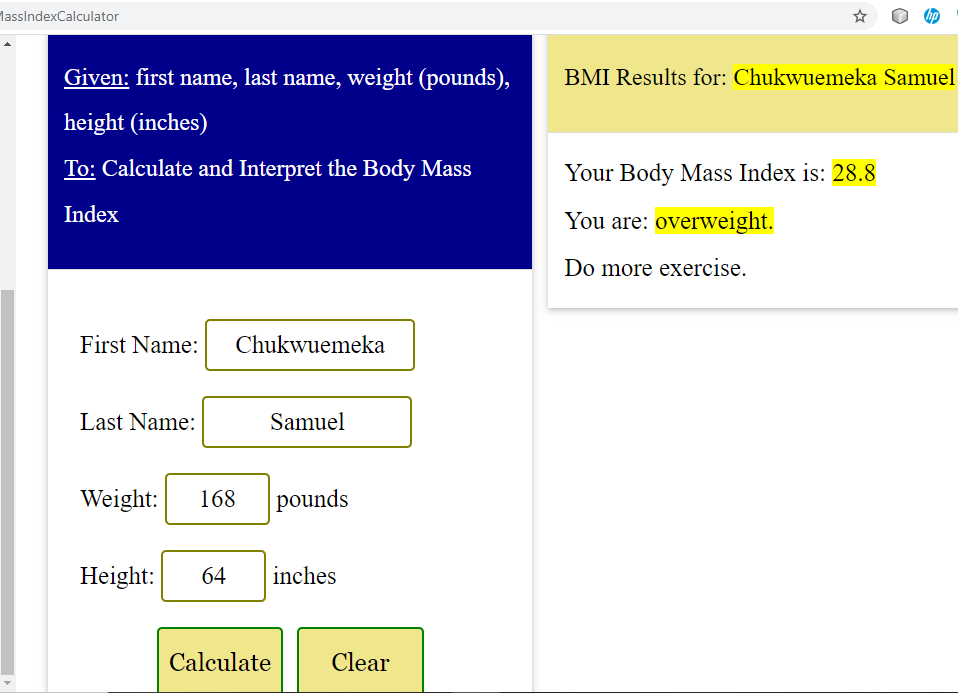 BMI: Output 4