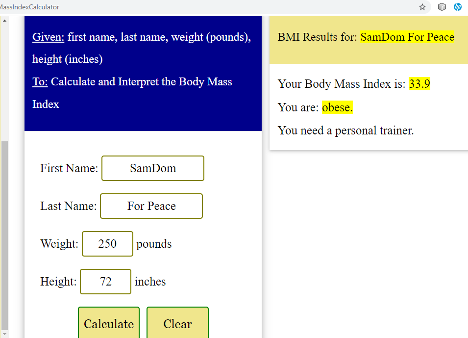 BMI: Output 5