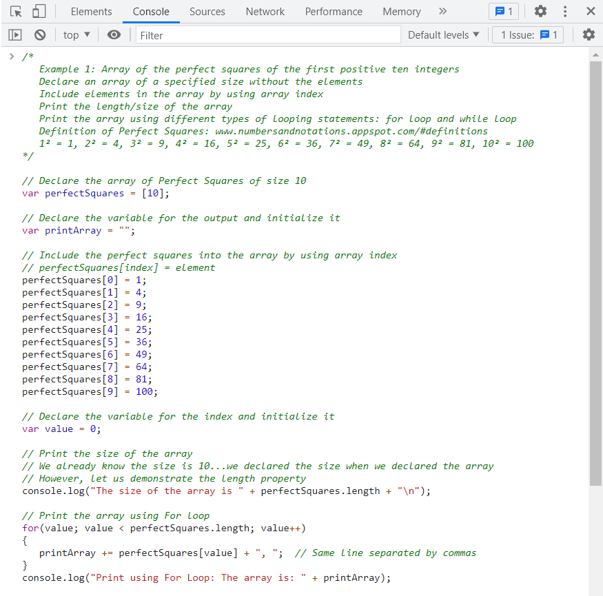 Arrays: Example 1-1