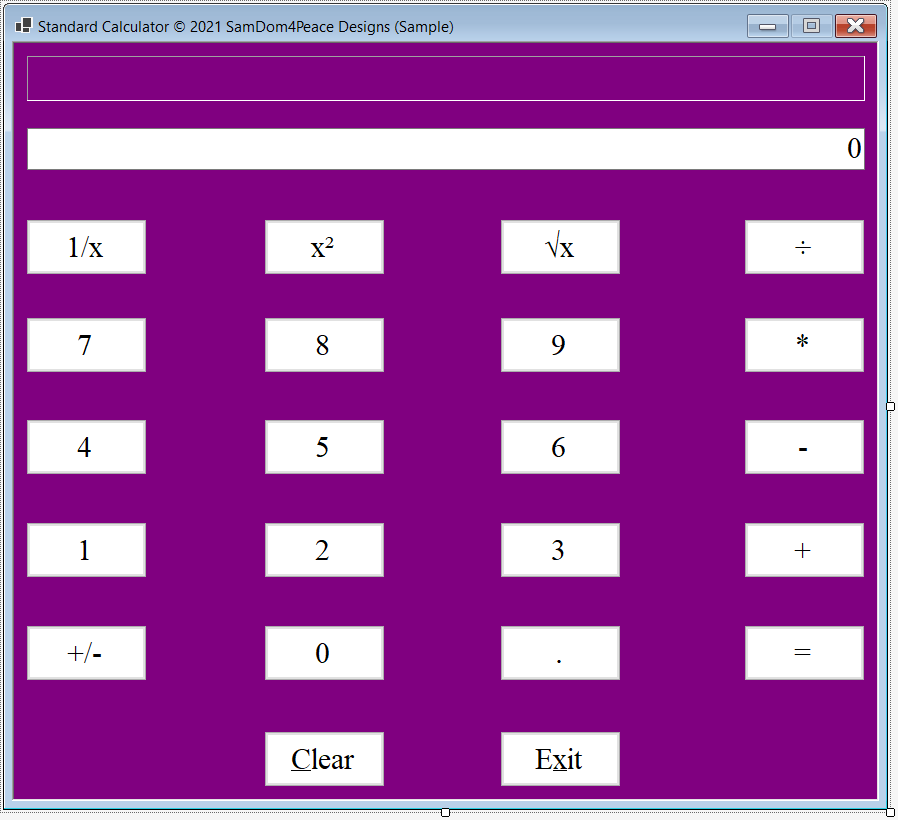 Design Area: Standard Calculator