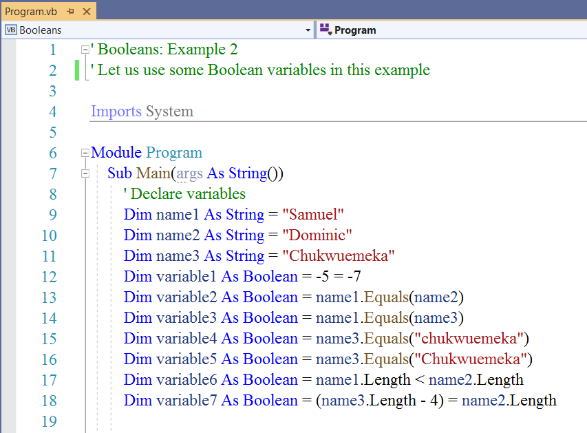 Booleans - Example 2-1