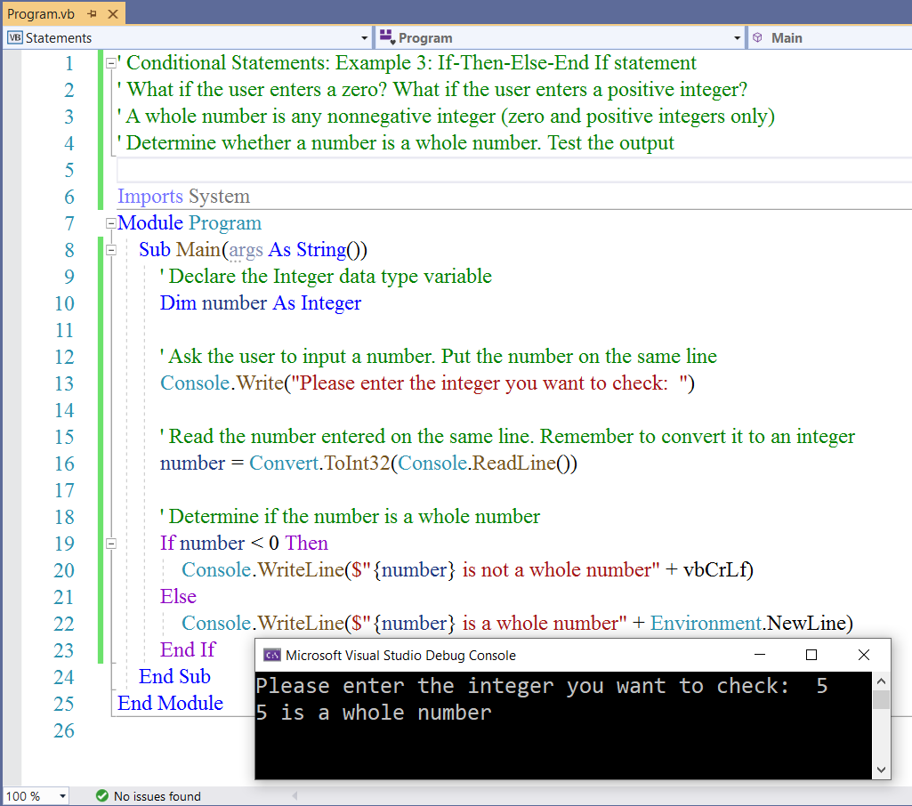 Conditional Statements: Example 3-1