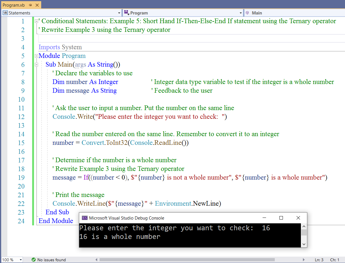 Conditional Statements: Example 5-1