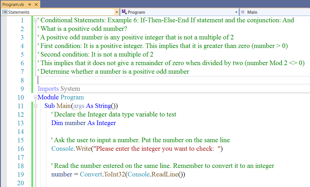 Conditional Statements: Example 6-1