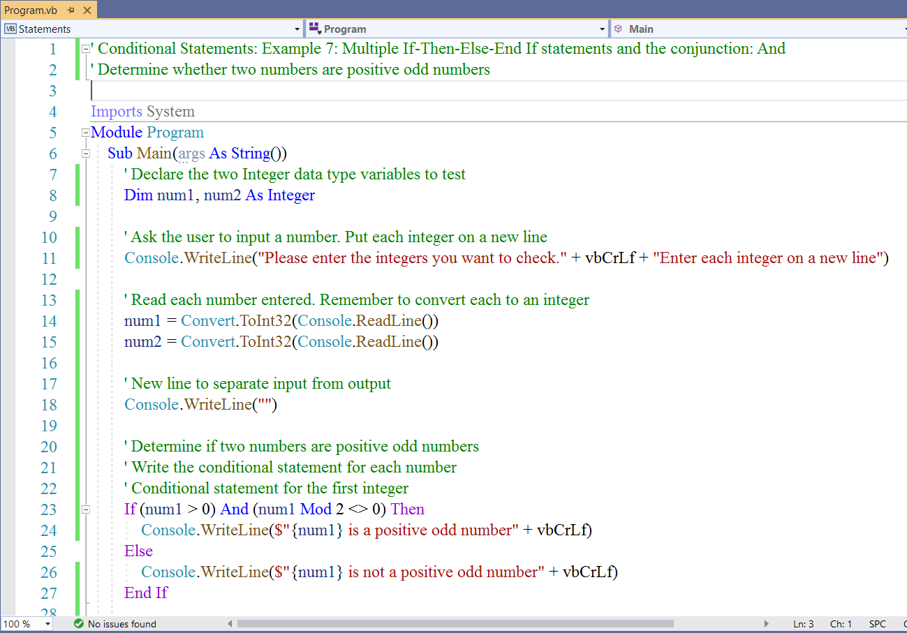 Conditional Statements: Example 7-1