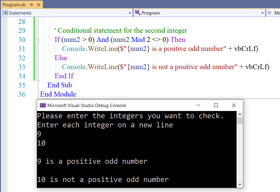 Conditional Statements: Example 7-2