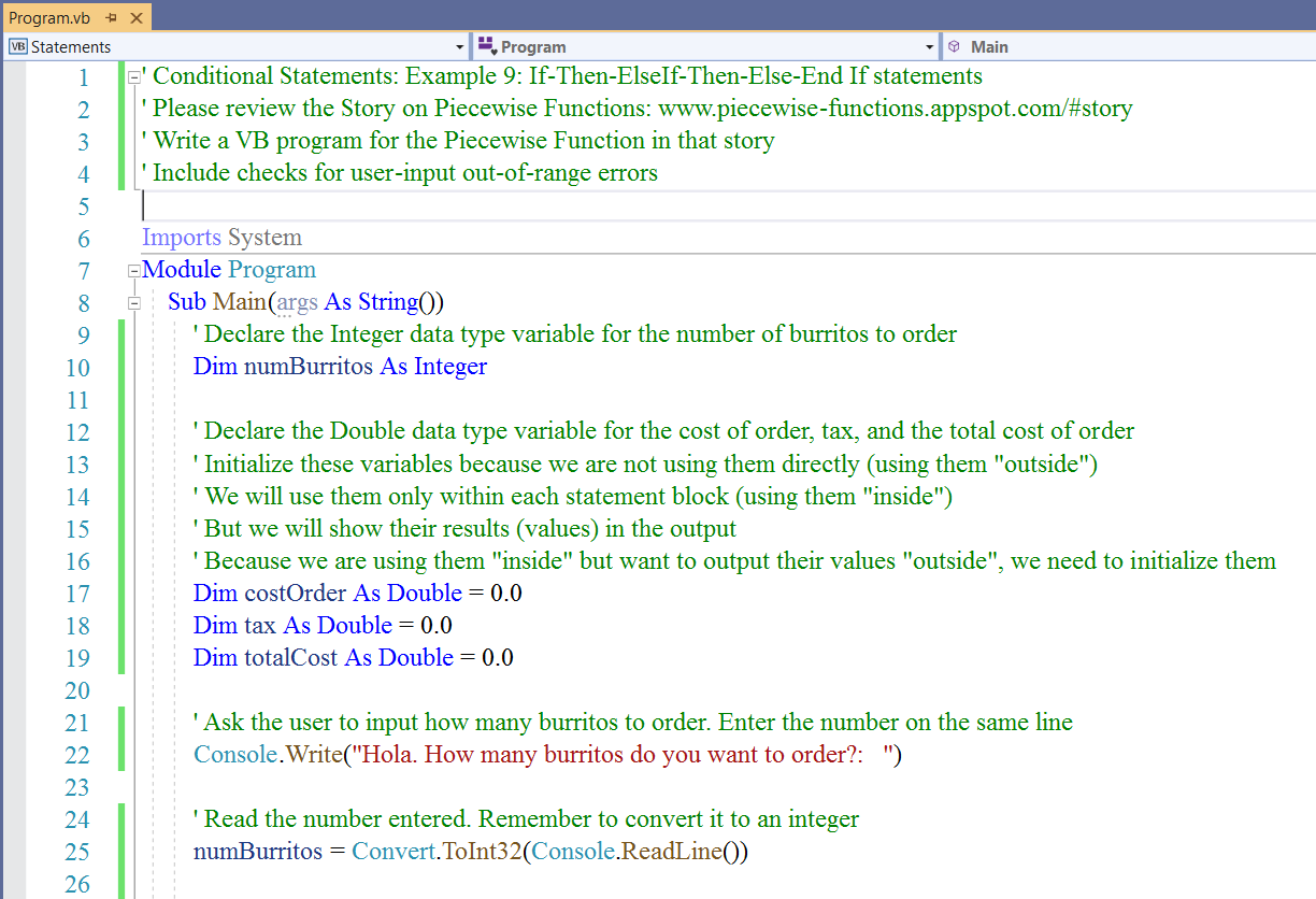 Conditional Statements - Example 9-1