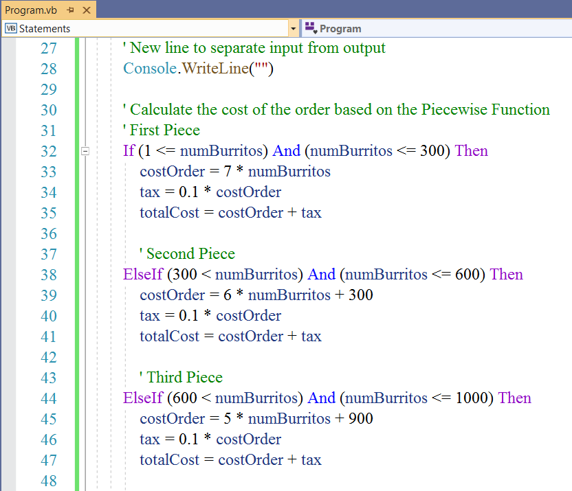 Conditional Statements - Example 9-2