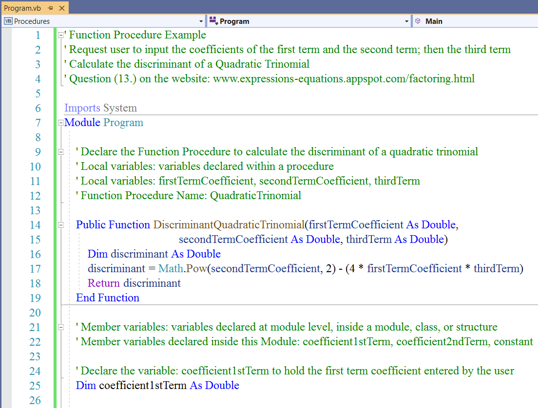 Function Procedure 1-1