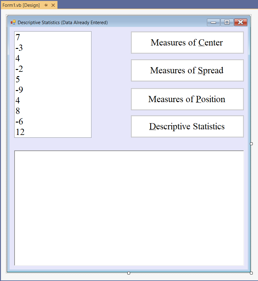 Descriptive Statistics - Part 1: Design View