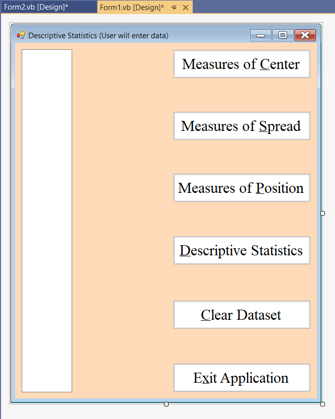 Descriptive Statistics - Part 2: Design View